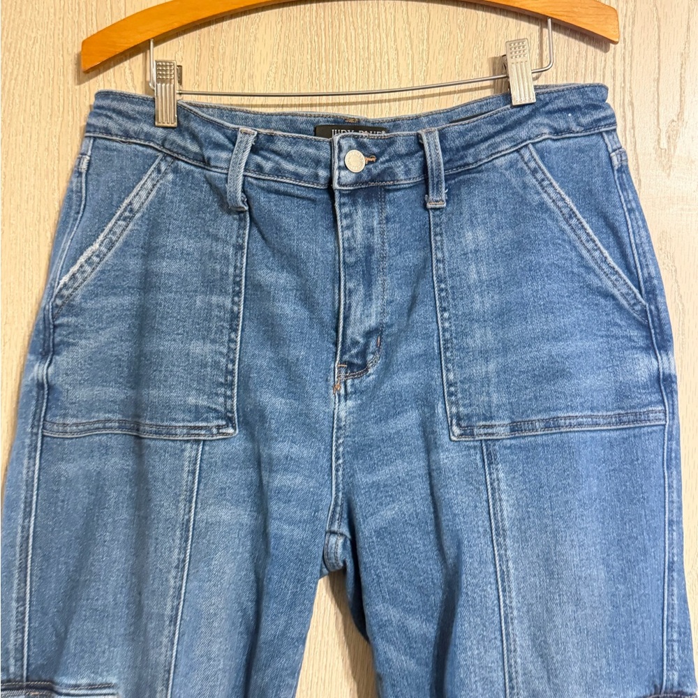 Judy Blue Wide Leg Blue Cargo Jeans - Picture 6 of 13